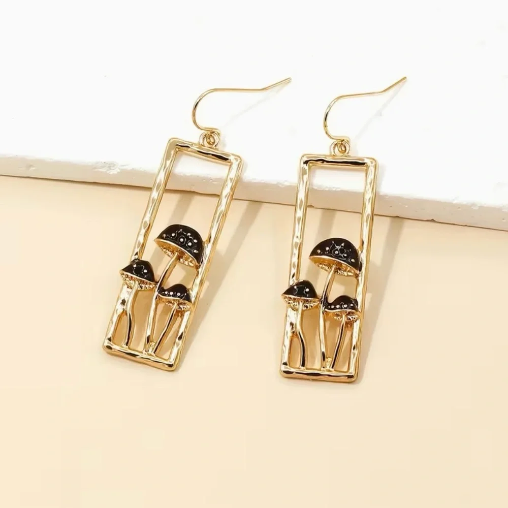 Mushroom Dangle Bohemian Earrings New Modern - Picture 4 of 4